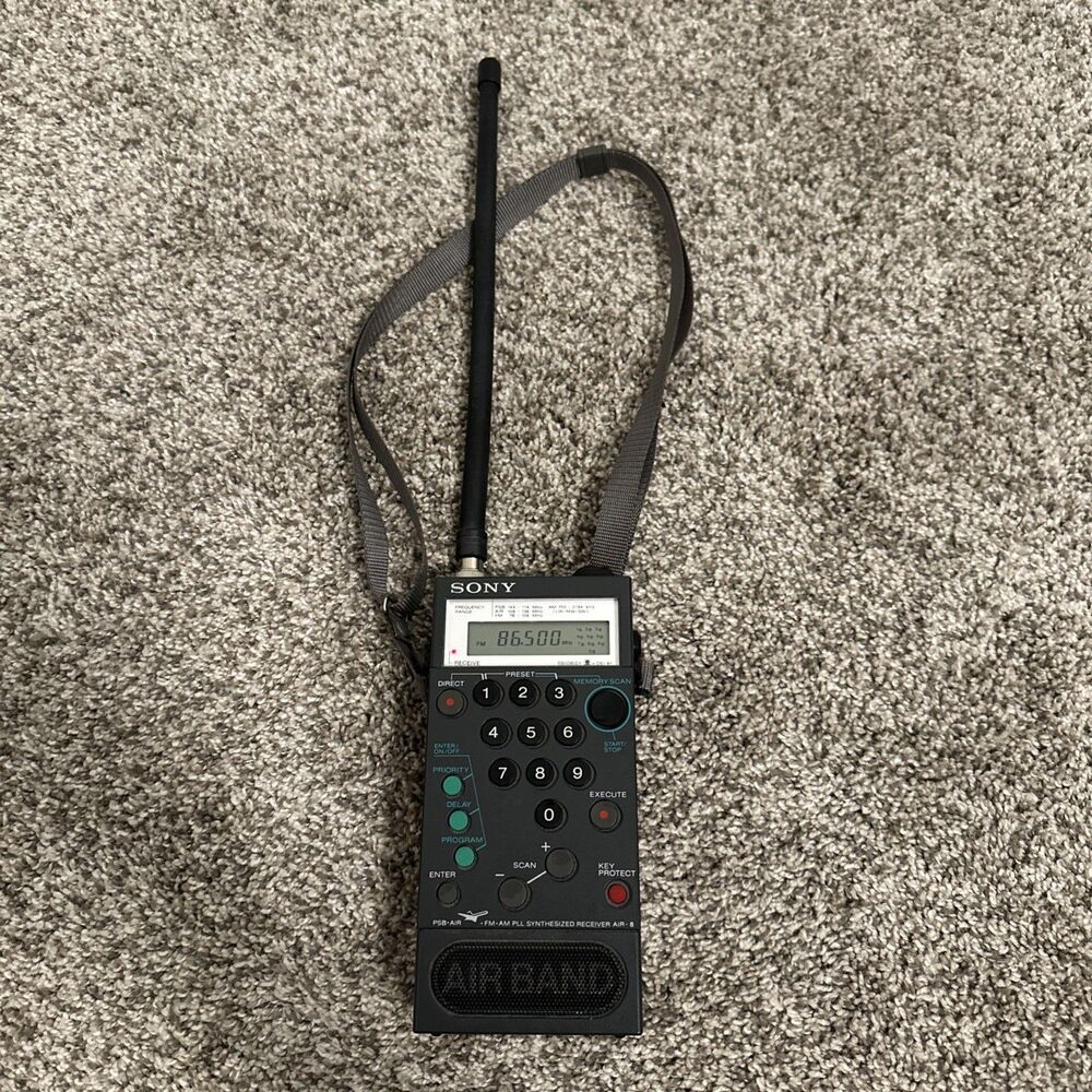 Sony AIR-8 FM-AM Air Band Radio Scanner PLL Synthesized Memory Scan Tested Works
